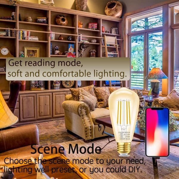 Smart Light Bulb LED Dimmable No Hub Required, App and Voice Control Compatible with Alexa Google Assistant E26 Dimmable - Image 6